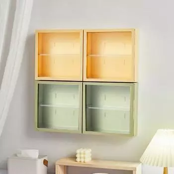 Шкаф-витрина для фигурок, пылезащитная полка, большая вместимость, простая установка, настенный органайзер для статуэток, коллекционная витрина зелёный