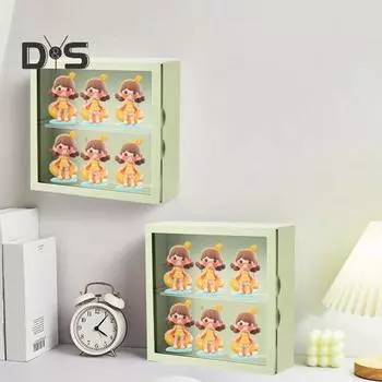 Шкаф-витрина для фигурок, пылезащитная полка, большая вместимость, простая установка, настенный органайзер для статуэток, коллекционная витрина зелёный