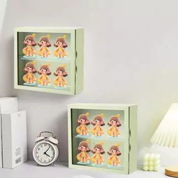 Шкаф-витрина для фигурок, пылезащитная полка, большая вместимость, простая установка, настенный органайзер для статуэток, коллекционная витрина зелёный