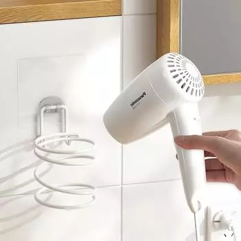 Шкафчик Новая дверь Задняя часть Держатель для фена Вешалка Стойка для фена Органайзер для хранения Крючок Подвесная полка Аксессуары для ванной комнаты белый