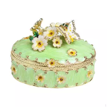 Шкатулка для безделушек из эмали «Цветущая вишня», держатель для хранения ювелирных изделий из сплава зелёный