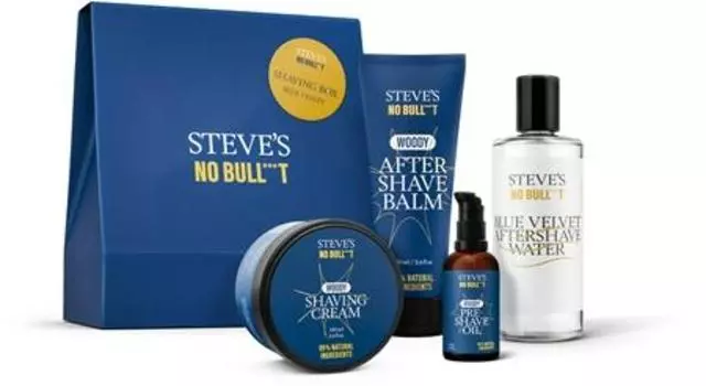 Шкатулка для бритья Steve s No Bull***t, синий бархатный подарочный набор для бритья для мужчин TU прозрачный