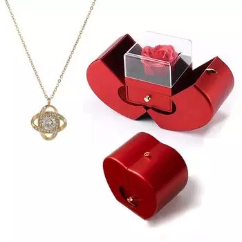 Шкатулка для драгоценностей Apple с ожерельем «Вечная роза» для девочек, подарки на День святого Валентина