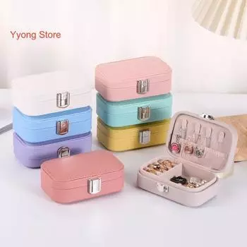 Шкатулка для драгоценностей большой емкости с несколькими отделениями Мягкая флокированная искусственная кожа Портативное ожерелье Серьги Кольцо на палец Дорожный органайзер для ювелирных изделий Путешествие светло-желтого