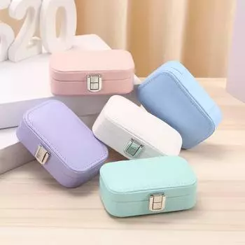 Шкатулка для драгоценностей большой емкости с несколькими отделениями Мягкая флокированная искусственная кожа Портативное ожерелье Серьги Кольцо на палец Дорожный органайзер для ювелирных изделий Путешествие розовый