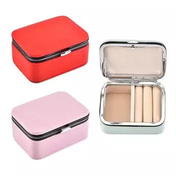 Шкатулка для драгоценностей из искусственной кожи, серьги, кольцо, кулон, футляр для хранения, светло-зеленый красный