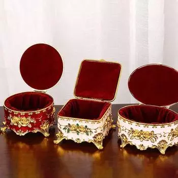 Шкатулка для драгоценностей пылезащитная анти-капля винтажная изысканная эмалированная металлическая европейская вставка для хранения ювелирных изделий в спальне C