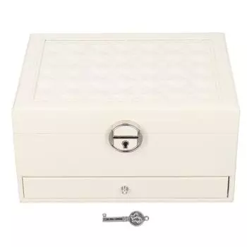 Шкатулка для драгоценностей с двухслойным встроенным зеркалом, футляр для хранения драгоценностей с замком-ящиком для туалетной комнаты