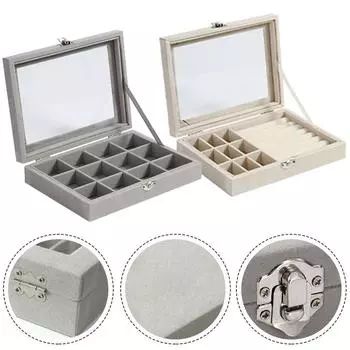 Шкатулка для драгоценностей с украшениями, портативное мягкое дорожное хранилище серый