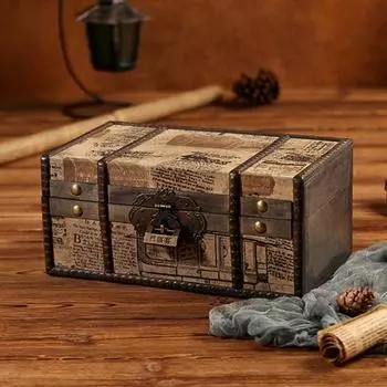 Шкатулка для драгоценностей с замком Keep Neat Rivet Strong Vintage British Style Treasure Chest ... A
