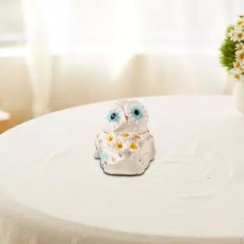 Шкатулка для хранения колец и ожерелий в форме совы белый