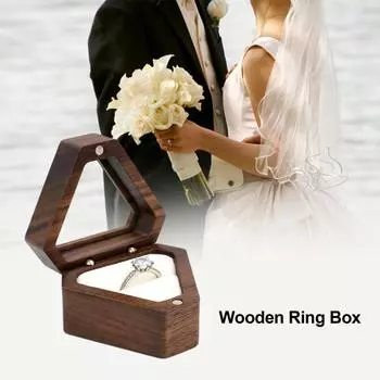 Шкатулка для хранения ювелирных изделий, отделка из бархатной пены, треугольная форма, деревенское хранение, одно отделение, деревянная шкатулка для колец, аксессуар для помолвки чёрный