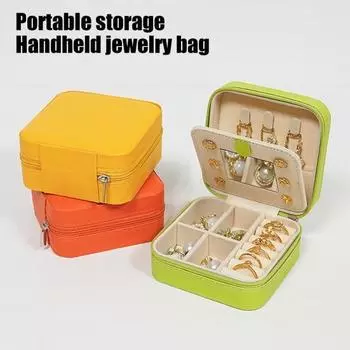 Шкатулка для хранения ювелирных изделий с мягкой подкладкой, застежкой-молнией, несколькими отделениями, серьгами, предметами первой необходимости, маленькая шкатулка для ювелирных изделий с зеркалом фиолетовый