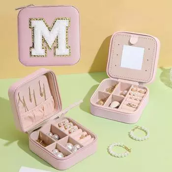 Шкатулка для хранения ювелирных изделий с зеркалом, несколькими отделениями, пыленепроницаемая, компактная, небольшая шкатулка для украшений, сережек, колец, органайзер E