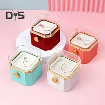 Шкатулка для колец с выдвижным ящиком из консервированных роз. Портативный органайзер для украшений. Подарки на День матери и День святого Валентина. розовый