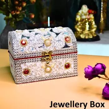 Шкатулка для украшений из бисера (белый) Шкатулки для украшений деревянные с замком ручной работы shringar замужние женщины свадьба Dulhan девушка подарочные товары