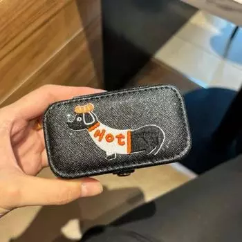 Шкатулка для украшений из искусственной кожи в виде собаки-колбаски, напечатанная, для сережек, изысканный чехол для ожерелья и кольца для женщин