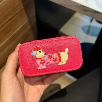 Шкатулка для украшений из искусственной кожи в виде собаки-колбаски, квадратная, для сережек, креативный чехол для ожерелья и кольца для женщин белый