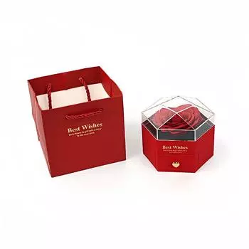 Шкатулка для украшений ко Дню святого Валентина Романтическое мыло Цветок Декоративная упаковка Коробка для колец Ожерелья Серьги Подарочные аксессуары красный