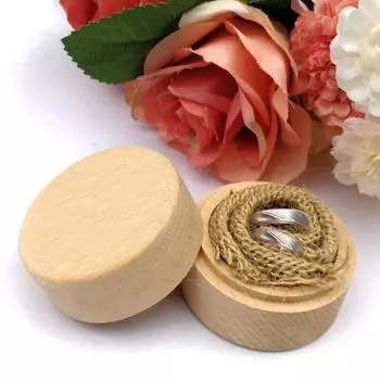 Шкатулка для украшений легкая износостойкая мини круглая шкатулка для колец из цельного дерева для женщин