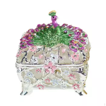 Шкатулка для украшений Павлин Безделушка Сплав Комод Коллекционный Органайзер Хранение для золотистый