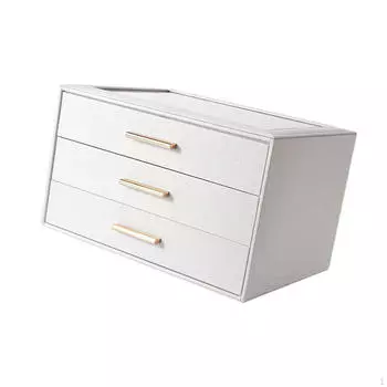 Шкатулка для украшений с 3 ящиками для колец, браслетов и ожерелий gray silver