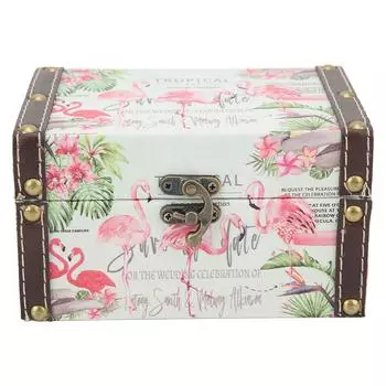 Шкатулка для украшений с принтом фламинго в британском стиле для дома, антикварная винтажная деревянная подарочная коробка для хранения украшений для дома