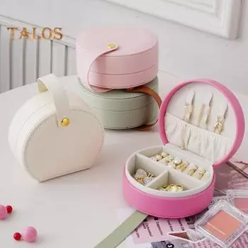 Шкатулка для украшений, сережек, колец, органайзер, двухслойный, с несколькими отделениями, водонепроницаемый, компактный, мини-размер, портативный ящик для хранения розовый