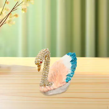 Шкатулка для украшений в форме лебедя, органайзер для поделок, настольная безделушка с эмалью синий