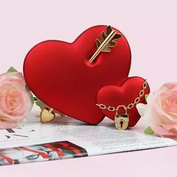 Шкатулка для украшений в форме сердца со стрелами, органайзер для хранения, мягкая подкладка, переносная коробка для хранения колец, ожерелий, подарки на годовщину красный