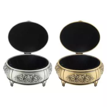 Шкатулка для украшений в стиле ретро из розового металла овальной формы, органайзер для хранения украшений для колец, ожерелий, сережек Bronze