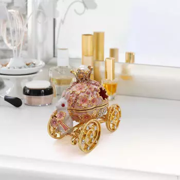 Шкатулка для украшений в виде кареты кролика, коллекционная универсальная маленькая свадебная уникальная шкатулка для хранения розовый