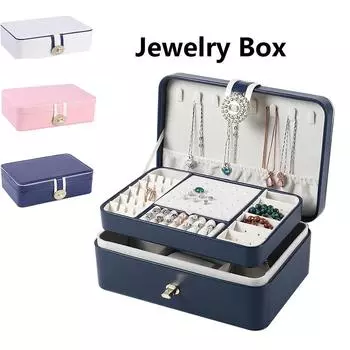 Шкатулка для ювелирных изделий большой емкости, портативный футляр для хранения ожерелья и сережек, новая шкатулка для украшений, органайзер