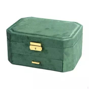 Шкатулка для ювелирных изделий, подарочный контейнер с замком, органайзер, дисплей для колец с подвесками зелёный