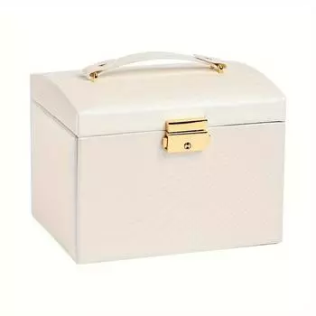 Шкатулка из искусственной кожи для украшений, водонепроницаемая, с зеркалом, двумя ящиками, подходит для ожерелий, колец, сережек, часов и аксессуаров для волос белый