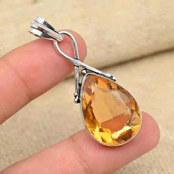 Шкентель дизайнера стерлингового серебра 925 ювелирных изделий драгоценной камня топаза меда Хандмаде для подарков 1.96 Inches оранжевый