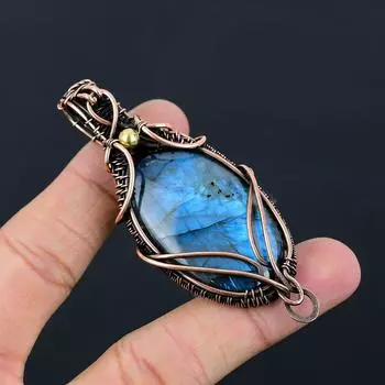 Шкентель ювелирных изделий обруча медной проволоки драгоценной камня лабрадорита Хандмаде для подарка 3.23 Inches синий