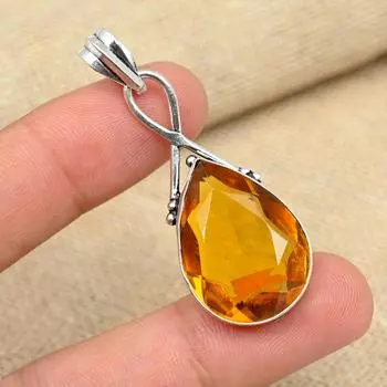 Шкентель ювелирных изделий стерлингового серебра 925 драгоценных камней топаза меда ручной для подарка рождества 1.96 Inches оранжевый