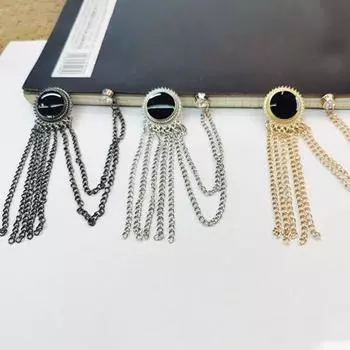 Школьная брошь в консервативном стиле, винтажная цепочка в темно-синем стиле с кисточками, декор со стразами, противоскользящая шляпа, сумка, одежда, пальто, украшение на грудь, булавка серебряный