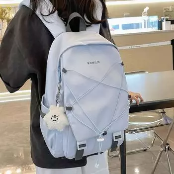 Школьная сумка большой емкости, однотонный женский рюкзак, мужской дорожный рюкзак чёрный