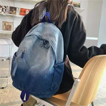 Школьная сумка большой емкости, школьный холщовый рюкзак, студенческий рюкзак 29x15x41cm синий