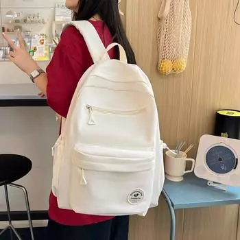 Школьная сумка большой емкости, женский однотонный рюкзак, легкий студенческий рюкзак, спортивная дорожная сумка светло-желтого