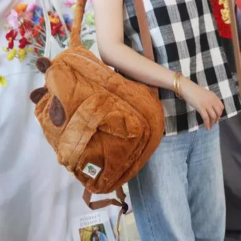 Школьная сумка Capybara Сумка на плечо Animal Cartoon Capybara Сумка Capybara Plush Backpack Unisex коричневый