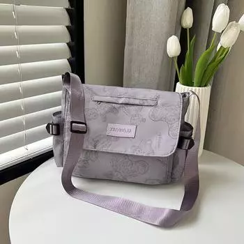 Школьная сумка, девочки, студенты колледжей, ученики старших классов 2024 новая сумка-мессенджер с принтом, ученики младших классов, ученики начальной школы чёрный