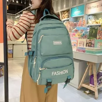 Школьная сумка для девочек младшего школьного возраста, сумка большой емкости, однотонный рюкзак чёрный