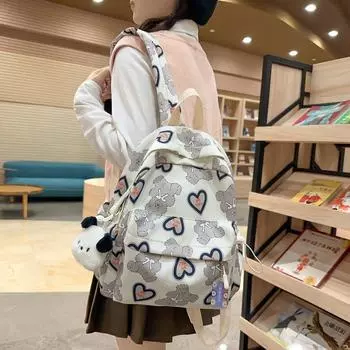 Школьная сумка для девочек младших классов средней школы, рюкзак большой емкости с принтом, студенческий рюкзак чёрный