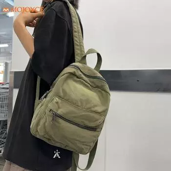 Школьная сумка для девочек, модный студенческий ретро-рюкзак, холщовый, однотонный, простой, многофункциональный рюкзак чёрный