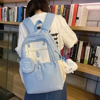 Школьная сумка для девочек, рюкзак для девочек с третьего по шестой класс, милый рюкзак для учеников средней школы с кошельком для монет фиолетовый