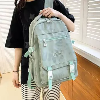 Школьная сумка для девочек, рюкзак с принтом медведя зелёный