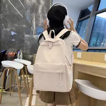 Школьная сумка для девочек-студентов, однотонный рюкзак большой емкости для младших школьников, рюкзак для старших классов средней школы чёрный